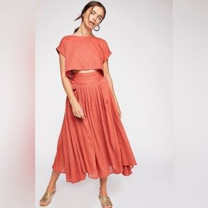 Free People Sundown Skirt Set Red Earth XS